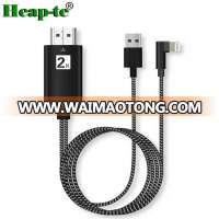 2M Left and right 90 Degree  8pin to HDMI Adapter Cable  for iPhone X 8 7 6 Plus 5s 5 iPad iPod