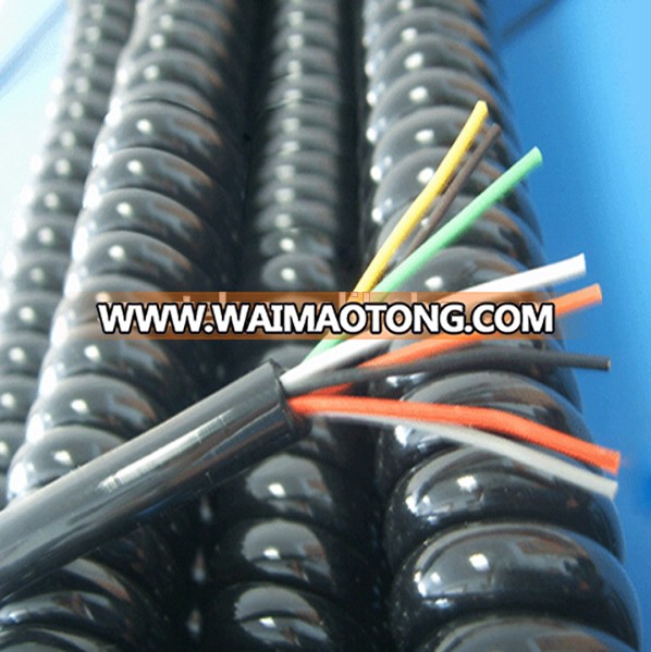 6 core Defibrillator paddle spiral coiled cable for medical equipment